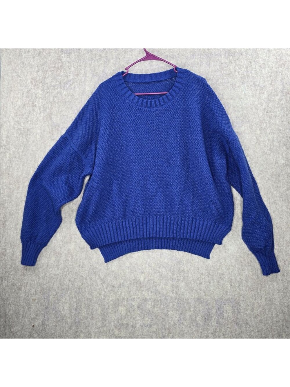 Womens Knit Sweater Blue 5XL 100% Polyester Casual Ribbed Hem Drop Shoulder
